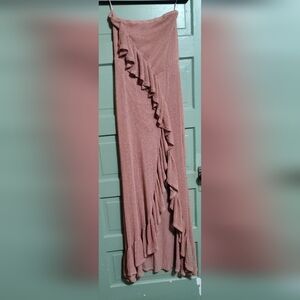 Luxxel Dusty Rose Ruffle-Trim Maxi Dress